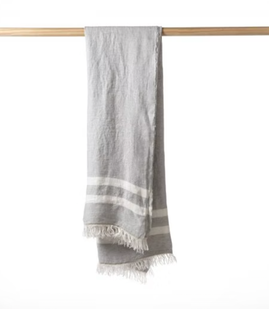 The Belgian Fouta Towel 43x71" - Gray Stripe