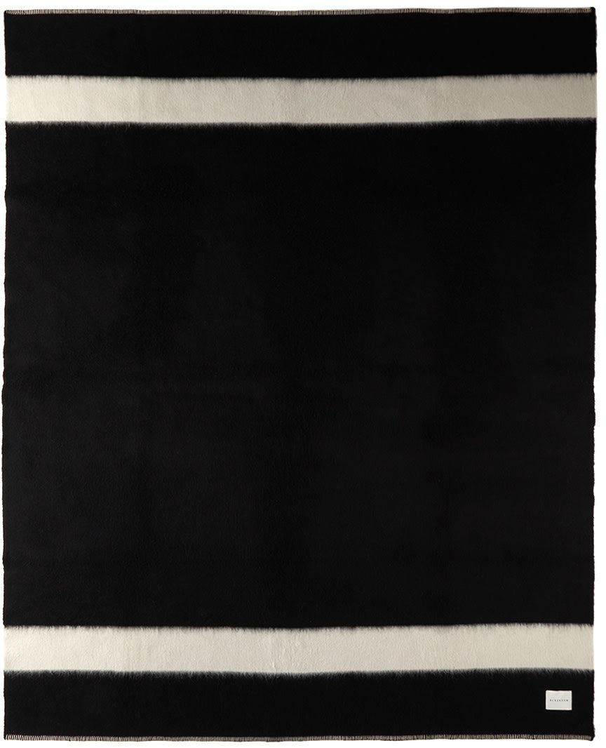 Siempre Recycled Blanket- Black with Ivory Stripe