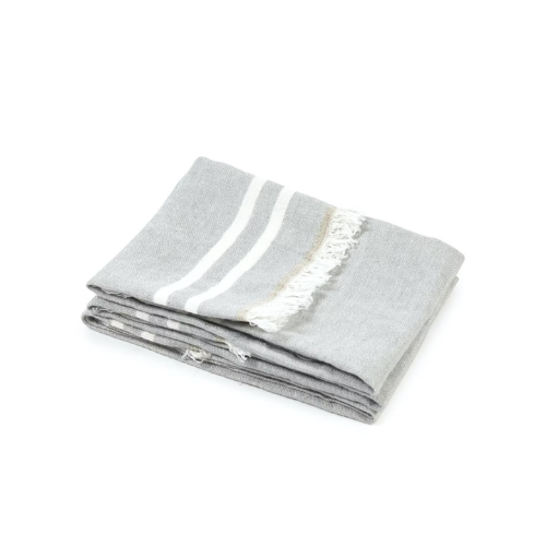 The Belgian Fouta Towel 43x71" - Gray Stripe