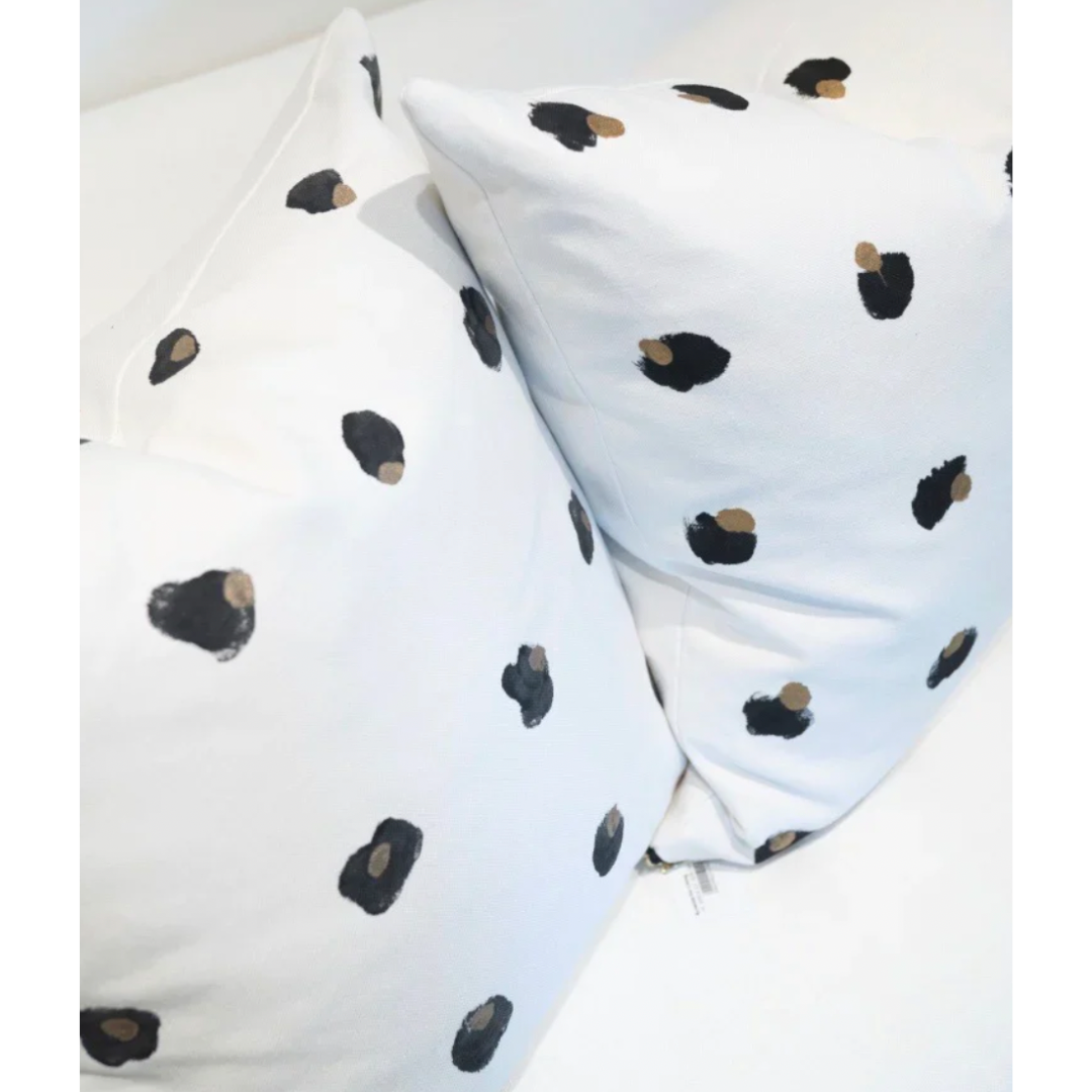 Hand Painted Speck Pillow - Black & Gold