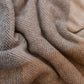 Recycled Wool Blanket in Natural Herringbone Block Check