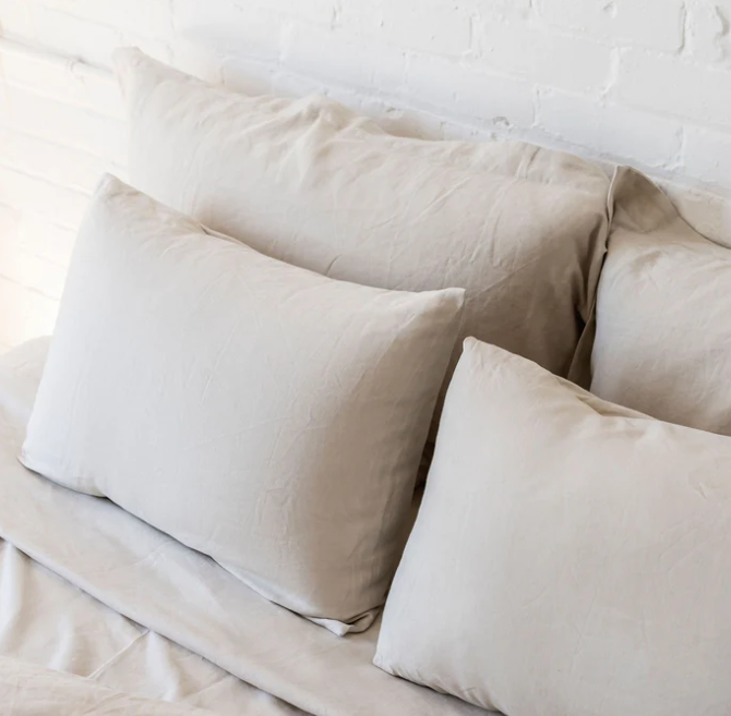 French Linen Pillowcases (Pair) in Oatmeal - Standard