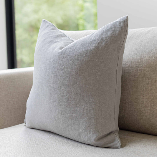 Stonewashed Linen Pillow in Fog 20x20"