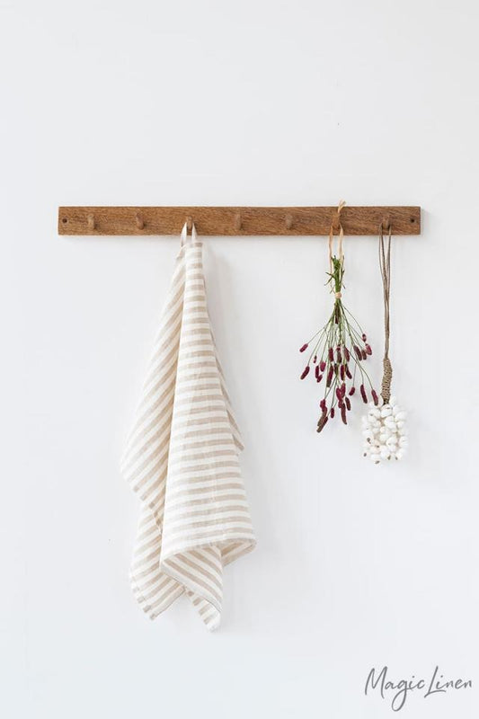 Linen Tea Towel - Striped Natural